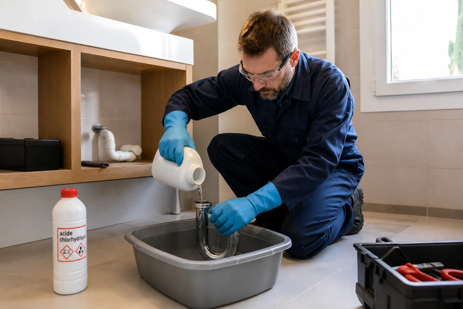 Acide chlorhydrique canalisation : combien de temps laisser agir ?